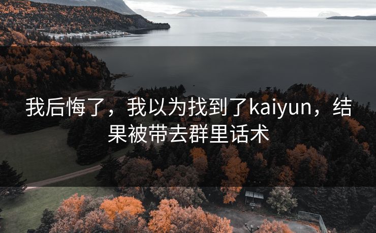 我后悔了，我以为找到了kaiyun，结果被带去群里话术