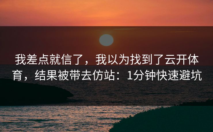 我差点就信了，我以为找到了云开体育，结果被带去仿站：1分钟快速避坑